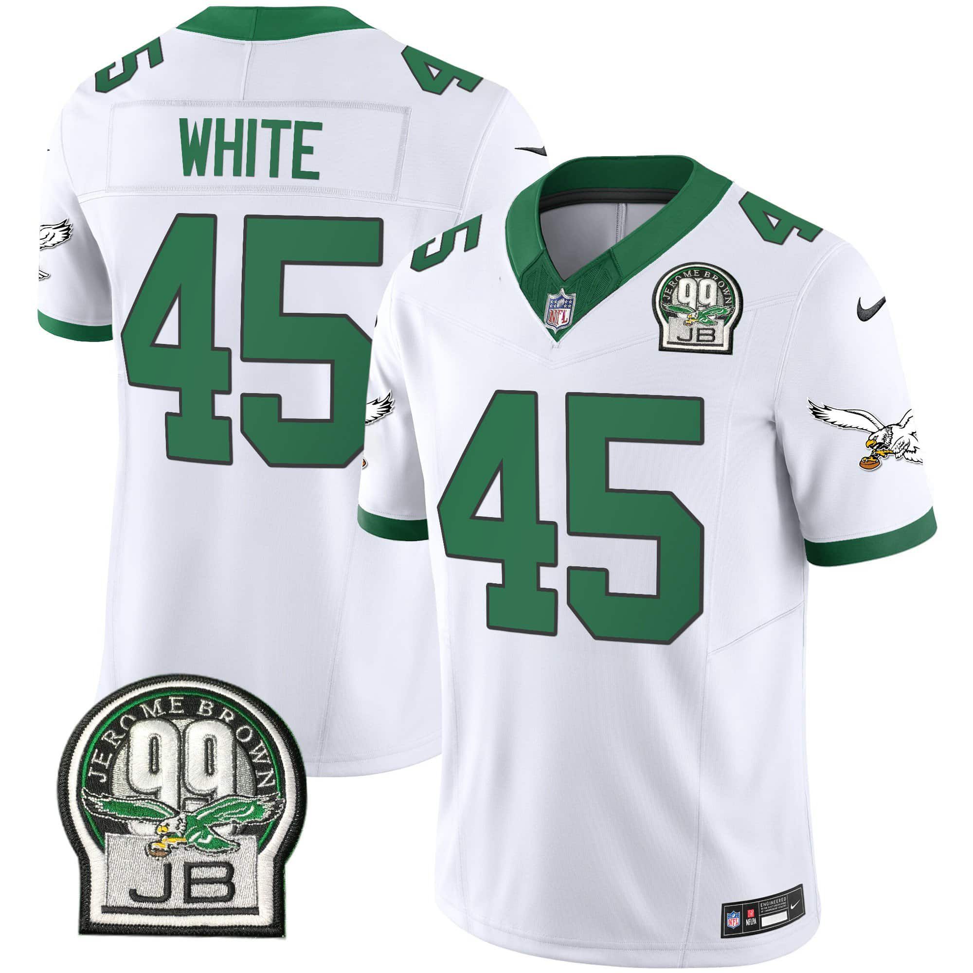 Men Philadelphia Eagles #45 Green White 2024 Nike Jerome Brown Patch Alternate Limited NFL Jersey->indianapolis colts->NFL Jersey